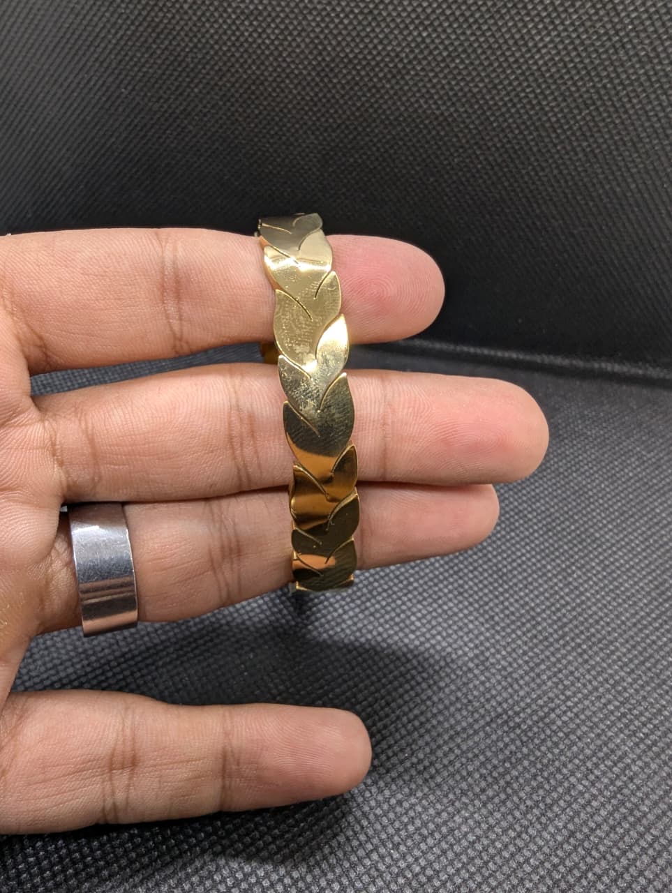 Golden Leaf Motif Statement Bracelet