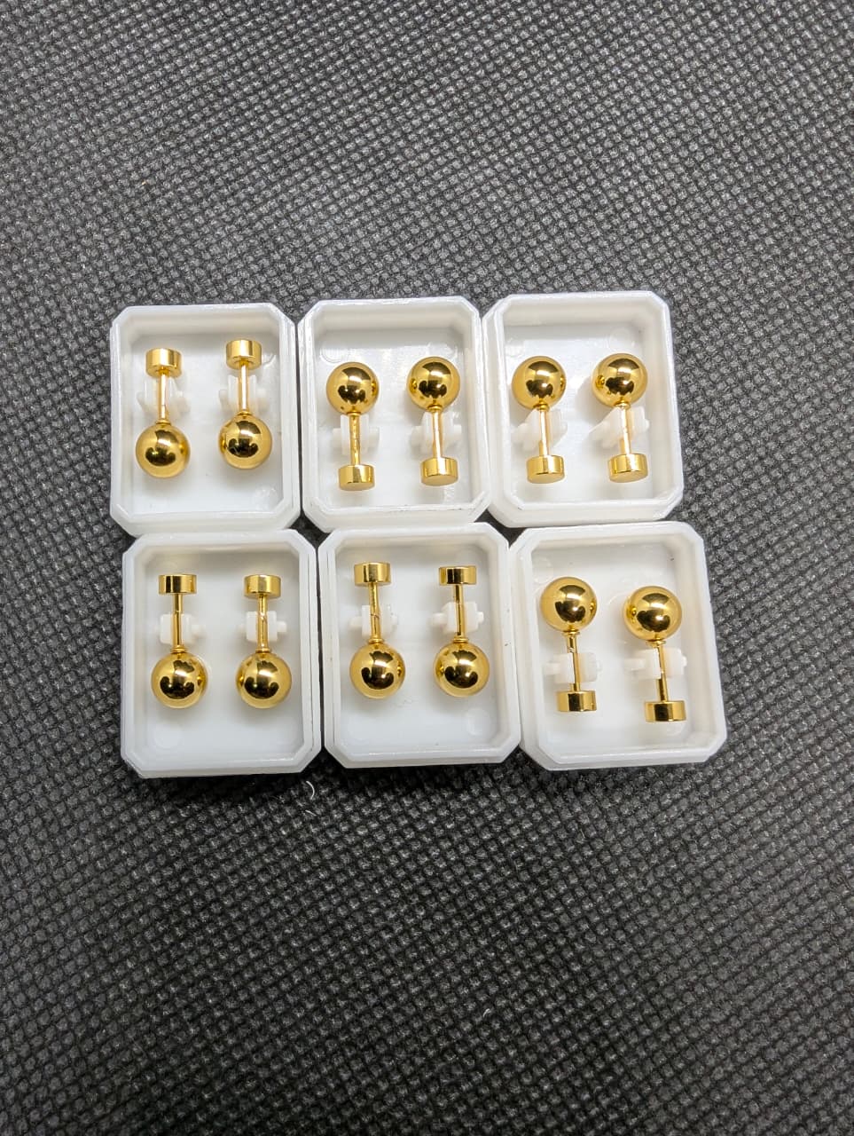 Golden Ball & Bar Drop Stud Earrings