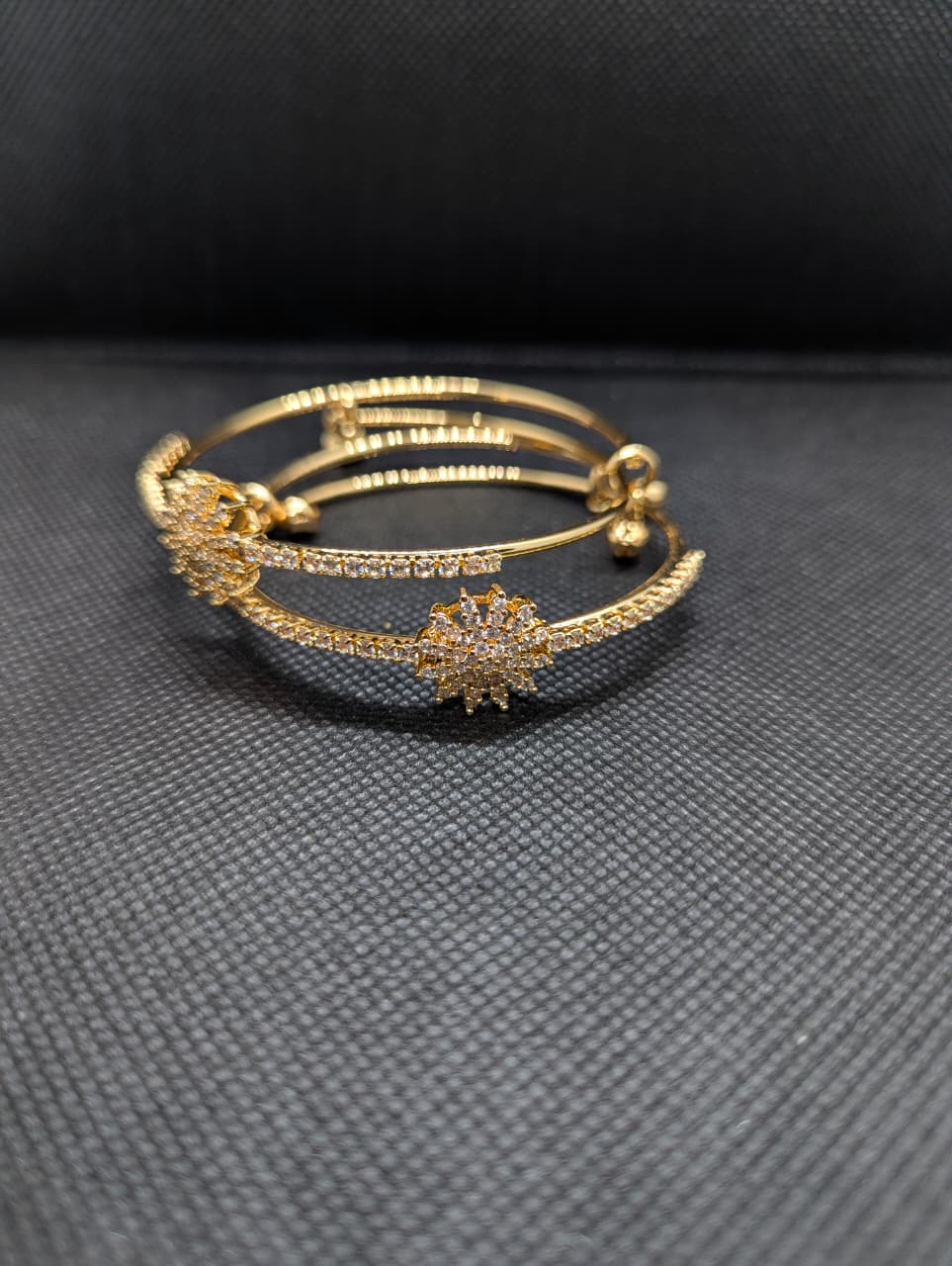 Golden Crystal Sunburst Double-Band Bracelet