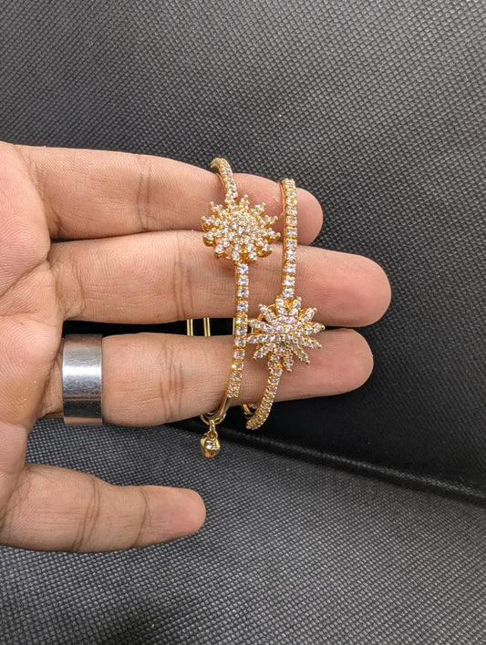Golden Crystal Sunburst Double-Band Bracelet