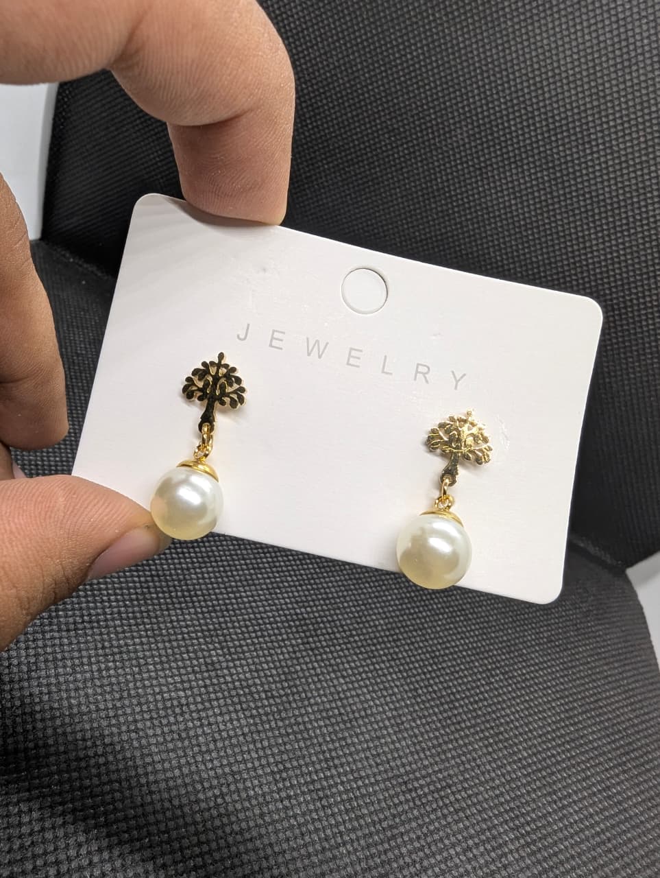 Golden Floral Pearl Drop Earrings