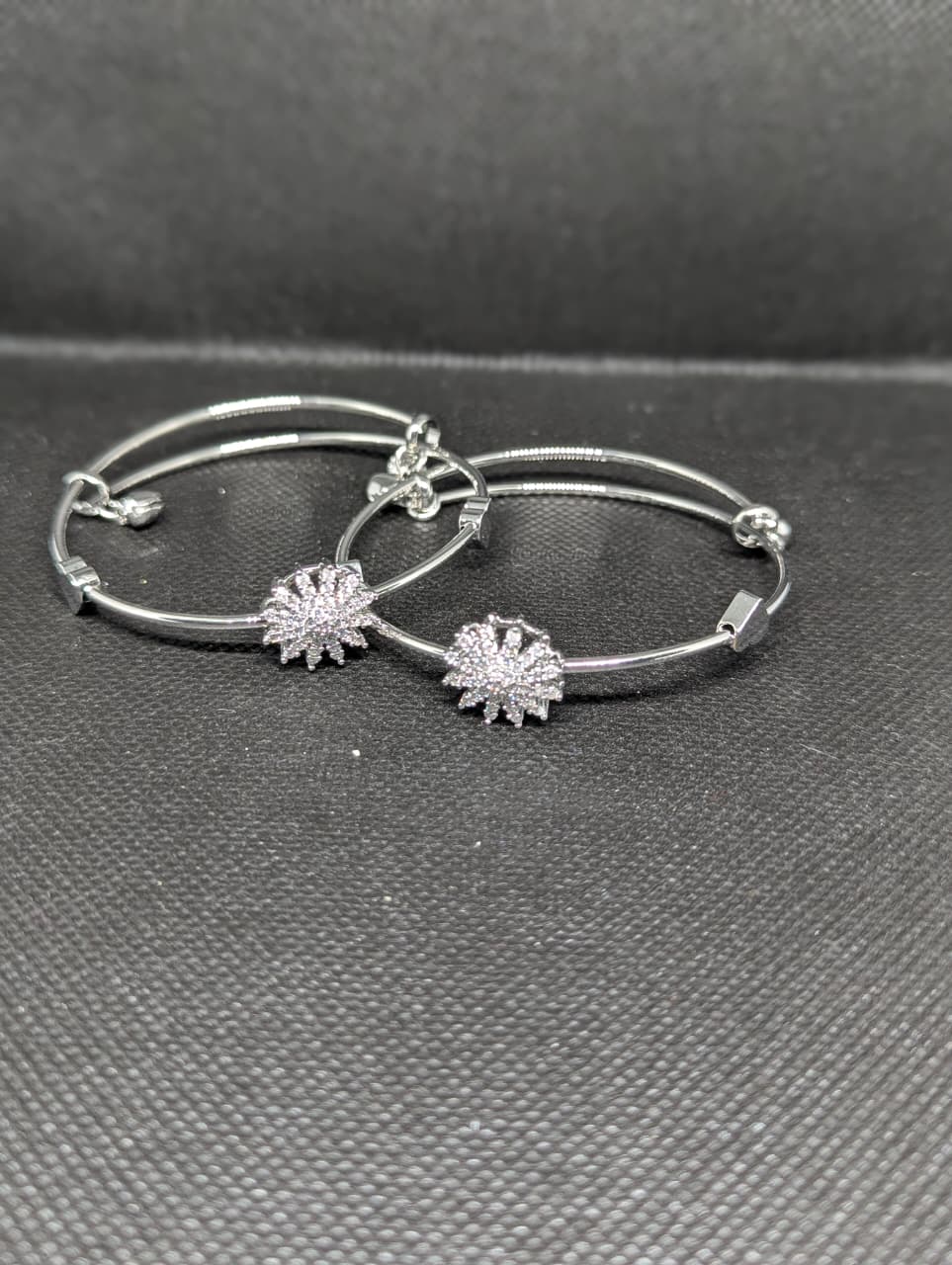Silver-Tone Crystal Starburst Bracelet Set
