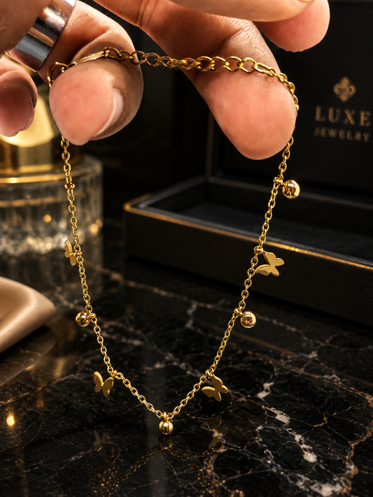 Gold Butterfly Charm Necklace for Women | Dainty Layered Chain Jewelry