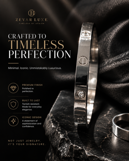 Silver-Tone Screw Detail Minimalist Bracelet