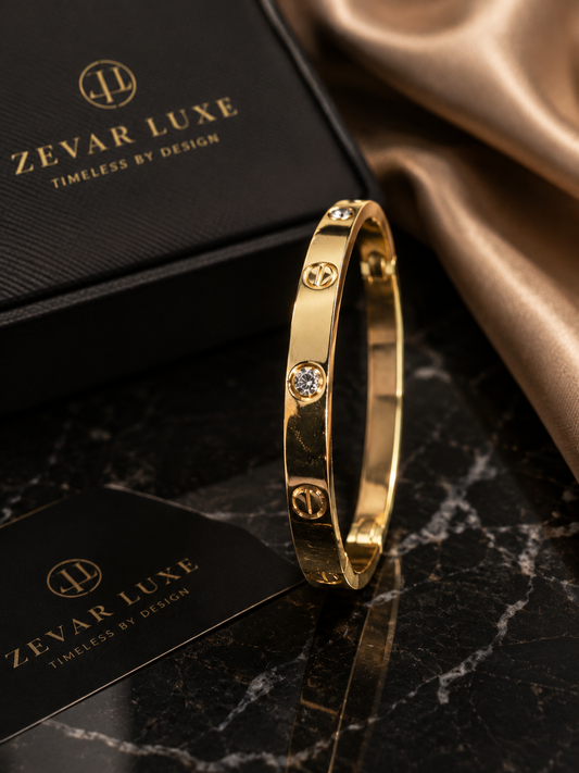 Golden Crystal Accent Cuff Bracelet