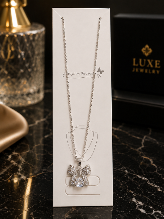 Crystal Bow Pendant Necklace