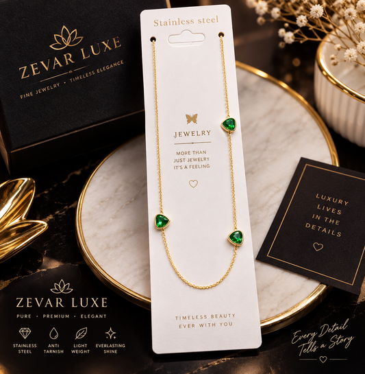 Emerald Heart Trio Necklace