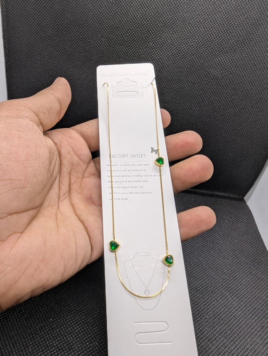 Emerald Heart Trio Necklace
