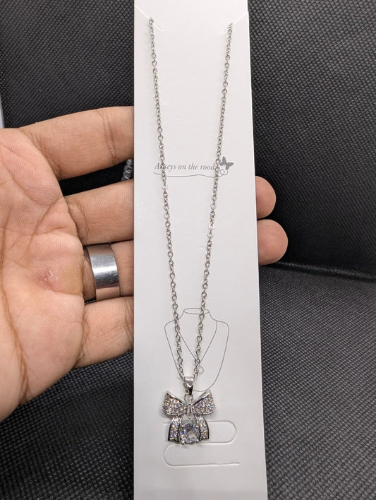 Crystal Bow Pendant Necklace