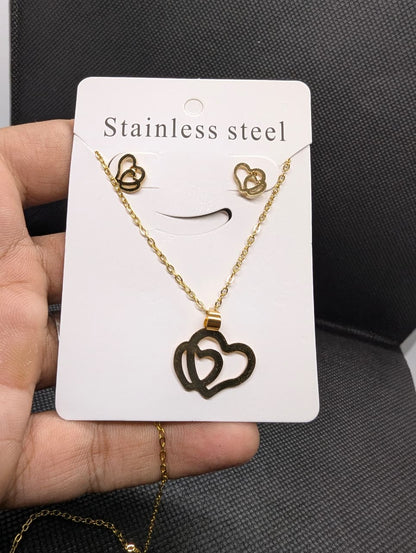 Interlocking Hearts Necklace &amp; Earrings Set