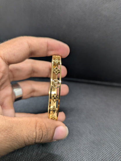 Golden Geometric Open Cuff Bracelet