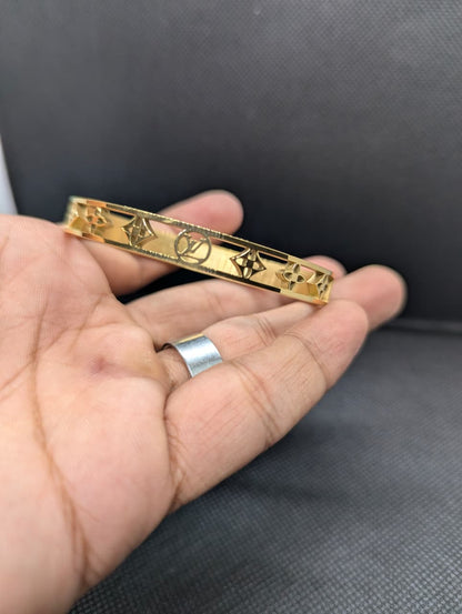Golden Geometric Open Cuff Bracelet