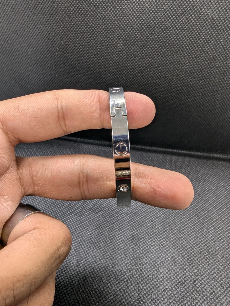 Silver-Tone Screw Detail Minimalist Bracelet