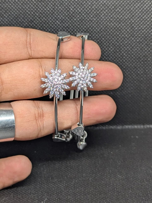 Silver-Tone Crystal Starburst Bracelet Set